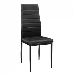 Scaune bucatarie, set 6 buc, imitatie piele, negru - P53118557 - Img 2