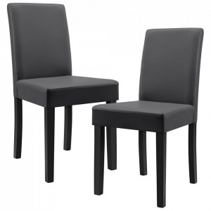 Scaune bucatarie tapitate, set 2 buc, gri inchis - P50436588 - Img 1