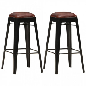 Scaune de bar, 2 buc., negru, piele ecologica - V286127V