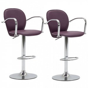 Scaune de bar cu brate, 2 buc., violet, piele ecologica - V249708V - Img 2