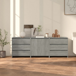 Servantă, 3 piese, sonoma gri, lemn prelucrat - V3098071V - Img 2