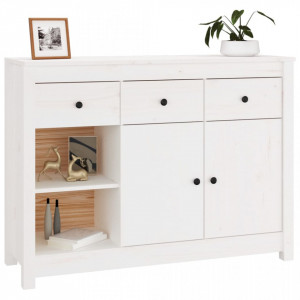 Servantă, alb, 100x35x74 cm, lemn masiv de pin - V814555V - Img 4
