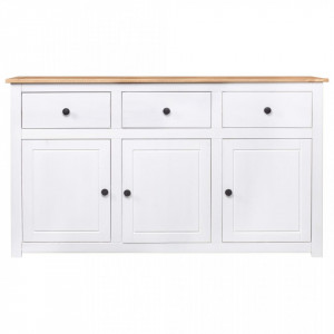 Servanta, alb, 135 x 40 x 80 cm, lemn masiv de pin, gama Panama - V282705V - Img 2