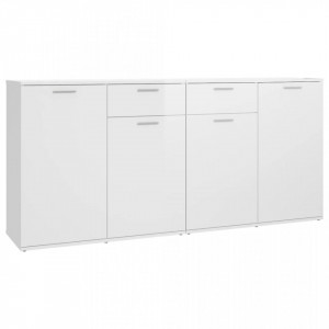 Servantă, alb extralucios, 160x36x75 cm, lemn prelucrat - V3074933V