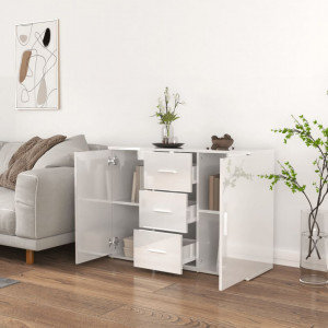 Servantă, alb extralucios, 91x29,5x65 cm, lemn prelucrat - V823344V - Img 3