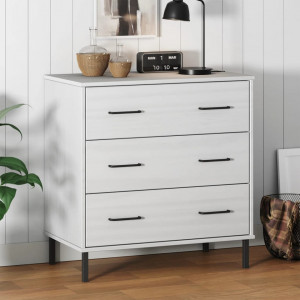 Servantă cu 3 sertare, alb, 77x40x79,5 cm, lemn masiv OSLO - V350981V - Img 2
