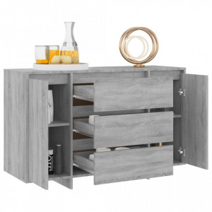 Servantă cu 3 sertare, gri sonoma, 120x41x75 cm, PAL - V813063V - Img 3