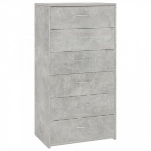Servanta cu 6 sertare, gri beton, 50 x 34 x 96 cm, PAL - V800670V - Img 2