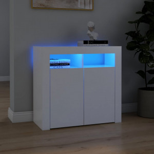 Servantă cu lumini LED, alb, 80x35x75 cm - V804328V - Img 2