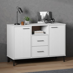 Servantă cu picioare metalice alb 113x40x77 cm lemn - V351020V - Img 2