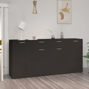 Servantă, negru, 160x36x75 cm, lemn prelucrat - V3074928V - Img 2