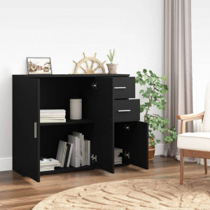 Servantă, negru, 91x29,5x75 cm, lemn prelucrat - V823270V - Img 3