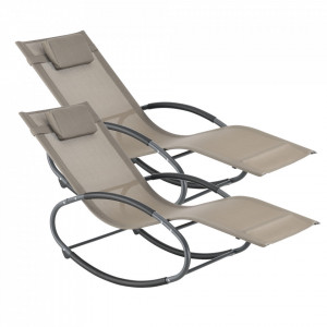 Set 2 bucati scaun balansoar gradina, 120 Kg, bej - P76237851 - Img 2