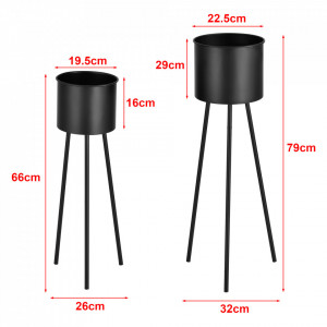 Set 2 bucati suport flori Dalhem, metal, negru, masuri diferite - P73583784 - Img 3