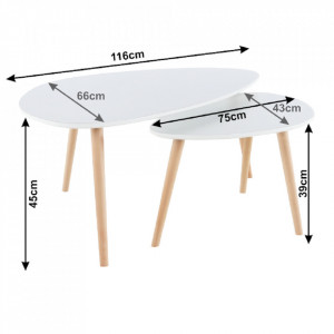 Set 2 măsuţe de cafea, alb și fag, 116x45x66 cm - TP255656 - Img 14