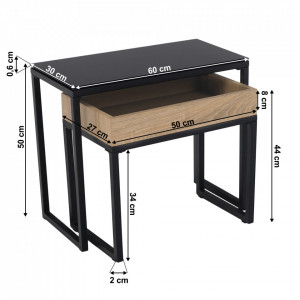 Set 2 măsuţe de cafea, stejar și negru, 60x30 cm, 50x27 cm - TP290422 - Img 16