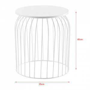 Set 3 bucati masuta cafea Dalia, masa mare 40 x 40 x 44 cm, metal, alb - P66801077 - Img 3