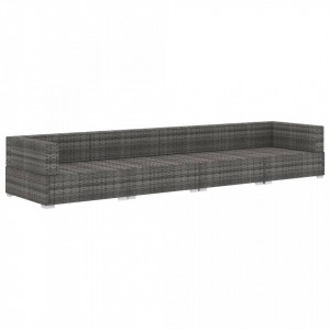 Set canapele de gradina cu perne, 4 piese, gri, poliratan - V47270V - Img 3