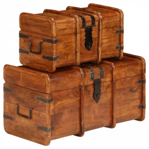 Set cufere, 2 buc., lemn masiv de salcâm cu finisaj tip miere - V245656V - Img 2