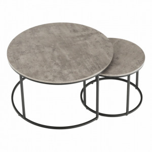 Set de 2 măsuţe de cafe, gri și negru, 80x45 cm, 50x40 cm - TP261525 - Img 3