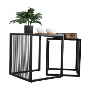 Set de 2 măsuţe de cafea, stejar și negru, 45x45 cm, 40x40 cm - TP263324 - Img 16