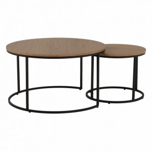 Set de 2 măsuţe de cafea, stejar și negru, 80x45 cm, 50x40 cm - TP261524 - Img 1