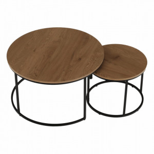 Set de 2 măsuţe de cafea, stejar și negru, 80x45 cm, 50x40 cm - TP261524 - Img 6