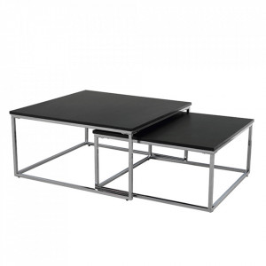 Set de două măsuţe de cafea, negru și crom, 75x75x37 cm - TP240324 - Img 6