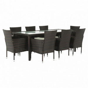 Set de grădină, cu 9 piese, 1 masă, 8 scaune, maro - TP254297 - Img 6