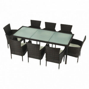 Set de grădină, cu 9 piese, 1 masă, 8 scaune, maro - TP254297 - Img 11