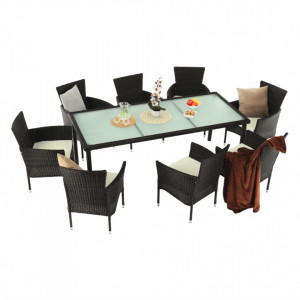 Set de grădină, cu 9 piese, 1 masă, 8 scaune, maro - TP254297 - Img 20
