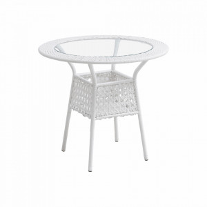 Set de grădină din ratan cu 5 piese, 1 măsuţă şi 4 scaune, alb - TP254781 - Img 12
