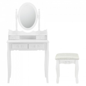 Set masa de toaleta cu oglinda scaun si 4 sertare - P57827233 - Img 3