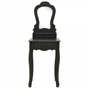 Set masa de toaleta cu taburet negru 50x59x136 cm paulownia - V289312V - Img 4