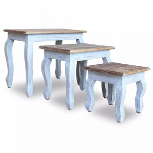 Set mese suprapuse, 3 piese, lemn masiv reciclat - V244505V - Img 4