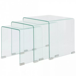 Set mese suprapuse, sticla calita transparenta, trei piese - V244190V - Img 1