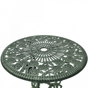 Set mobilier bistro, 3 piese, verde, aluminiu turnat - V42164V - Img 3