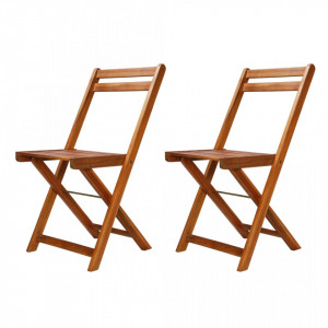 Set mobilier bistro pliabil, 3 piese, lemn masiv de acacia - V44015V - Img 3