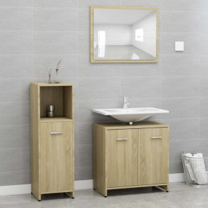Set mobilier de baie, 3 piese, stejar Sonoma, PAL - V3056910V