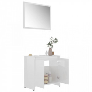 Set mobilier de baie, 4 piese, alb extralucios, PAL - V3056895V - Img 4
