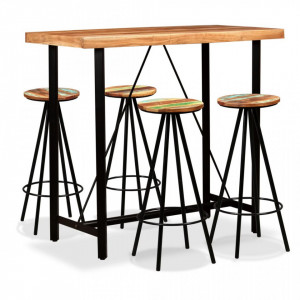 Set mobilier de bar 5 piese lemn masiv acacia si lemn reciclat - V275131V
