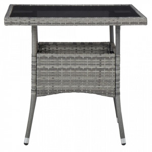 Set mobilier de exterior, 5 piese, gri, poliratan si sticla - V46174V - Img 2