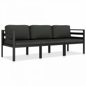 Set mobilier de gradina cu perne, 3 piese, antracit, aluminiu - V49237V