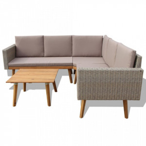 Set mobilier de gradina cu perne, 4 piese, gri, poliratan - V43133V - Img 3