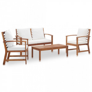 Set mobilier de gradina cu perne, 4 piese, lemn masiv de acacia - V47283V