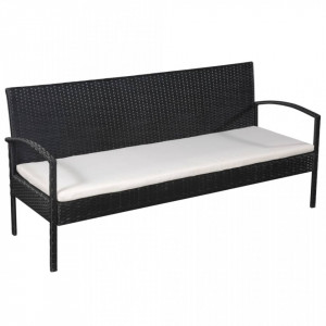 Set mobilier de gradina cu perne, 5 piese, negru, poliratan - V44185V - Img 4