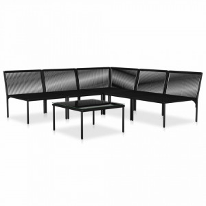 Set mobilier de gradina cu perne, 6 piese, negru, PVC - V48588V - Img 3