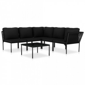Set mobilier de gradina cu perne, 6 piese, negru, PVC - V48591V - Img 2