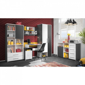 Set mobilier pentru copii/studenţi, 80x33x173 cm, antracit/alb/galben - TP236972 - Img 2