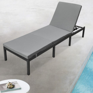 Sezlong, 120 Kg, negru/gri inchis - P76686973 - Img 1